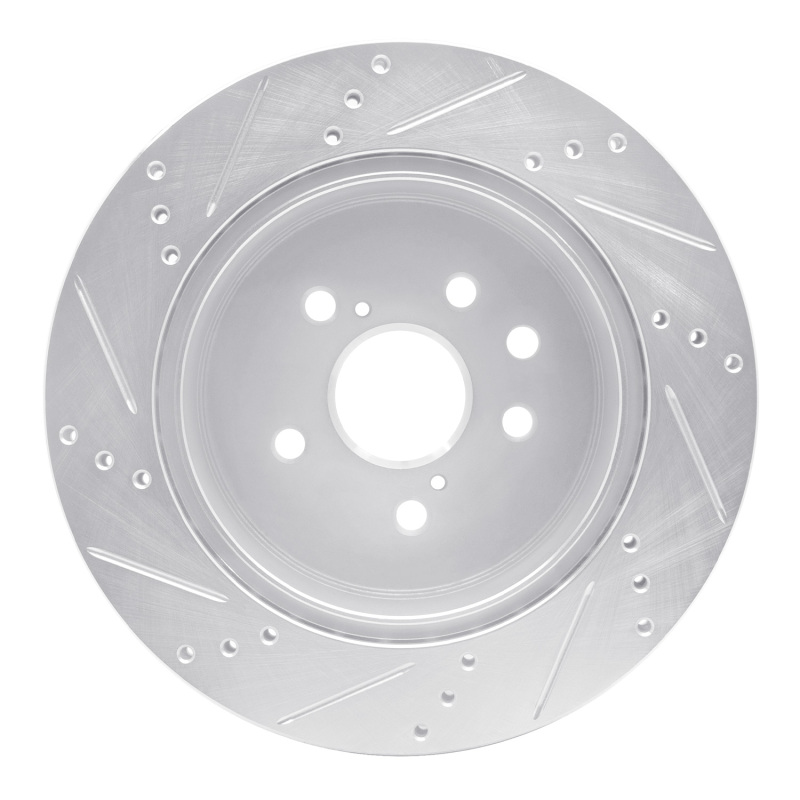 Lexus IS250 Brake Rotor (1) - Rear Right - R1 Concepts - Drilled & Slotted - Silver - `06-`20
